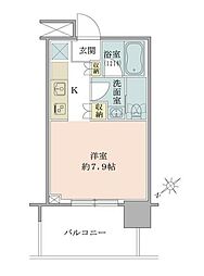 Brillia Tower 浜離宮 11階1Kの間取り