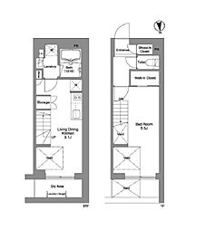 コンフォリア戸越公園 1階1LDKの間取り