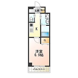 クローバー・グランデ長居公園 1Kの間取図画像