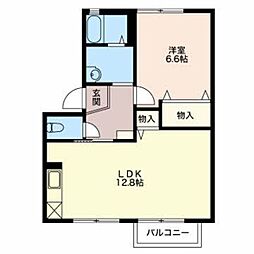 グランパティオ　C 2階1LDKの間取り