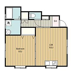 シャロームD 1LDKの間取図画像