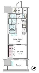 ブリリアイスト大井町 8階1DKの間取り