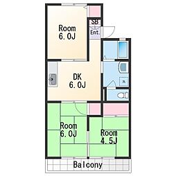 JR阪和線 紀伊中ノ島駅 徒歩11分の賃貸アパート 2階3DKの間取り