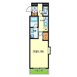 プレベール千里中央 1Kの間取図画像
