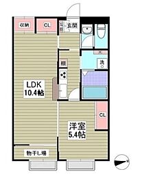ベガI 2階1LDKの間取り