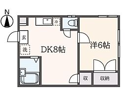 パークサイド国領 1DKの間取図画像