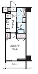 クレヴィスタ板橋西台III 4階1Kの間取り