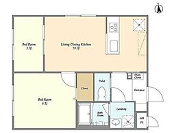 ウェルスクエアイズム上北沢 4階2LDKの間取り