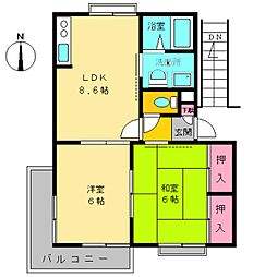 ゴールドクレスト 2DKの間取図画像