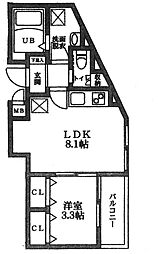 ガーテ中落合 2階1LDKの間取り