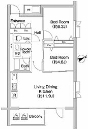 プライムアーバン市谷仲之町 2LDKの間取図画像