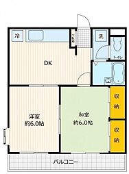 エステート小山1 2DKの間取図画像