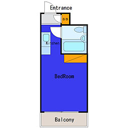 JR京浜東北・根岸線 大井町駅 徒歩5分の賃貸マンション 2階ワンルームの間取り