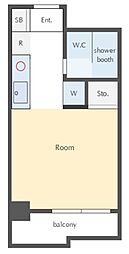 ワコーレ四ツ木 1階ワンルームの間取り