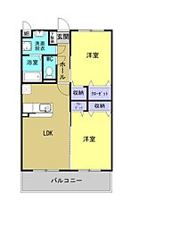 サンルージュ 2LDKの間取図画像