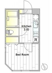 東急東横線 学芸大学駅 徒歩10分の賃貸アパート 2階1Kの間取り