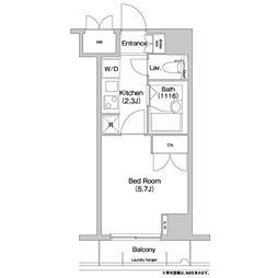 コンフォリア芝浦キャナル 1Kの間取図画像