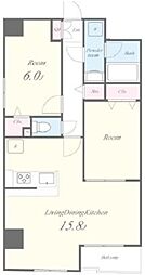 東京メトロ千代田線 北綾瀬駅 徒歩15分の賃貸マンション 6階2LDKの間取り