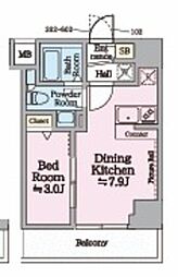 アイル イマージュ押上イースト 3階1DKの間取り