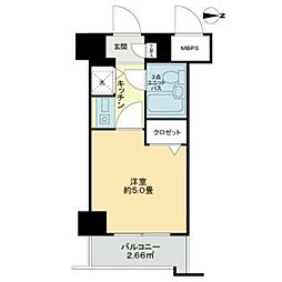 レクセル武蔵関 1Kの間取図画像