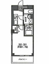 ハイネスコート 3階1Kの間取り