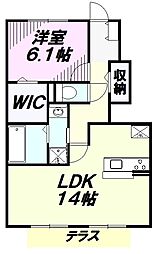 エルンテ 1階1LDKの間取り
