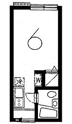 ホワイトヒル 1階1Kの間取り