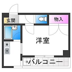 アスカマンション 5階1Kの間取り