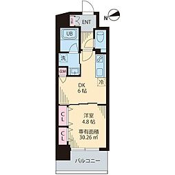 ルカナル門前仲町 5階1DKの間取り