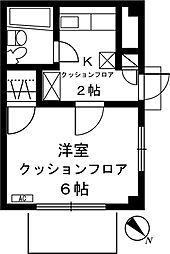 グランドール ピア 1階1Kの間取り