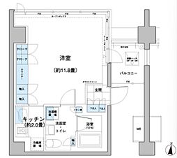 ガーデニエール砧レジデンス 6階1Kの間取り
