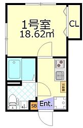 Ruhe南小岩 2階1Kの間取り