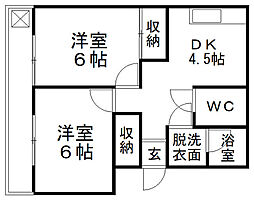 青柳マンション 3階2DKの間取り