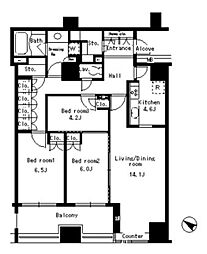 パークアクシス日本橋ステージ 7階3LDKの間取り