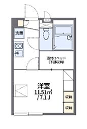 レオパレスリバーサイドコート 1Kの間取図画像
