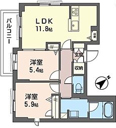 メゾン・ド・オウル2 2LDKの間取図画像