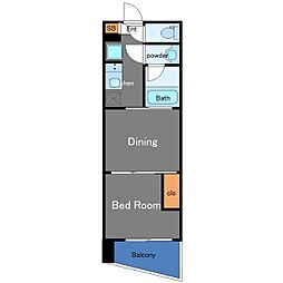 ガーラ・グランディ武蔵小杉 1DKの間取図画像
