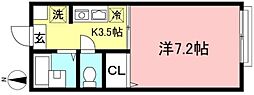 ウッド・ツー 1Kの間取図画像