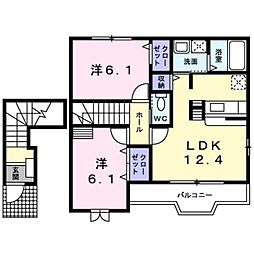アルモニー　I 2階2LDKの間取り
