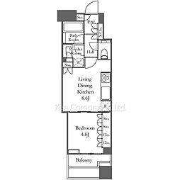 富久クロスコンフォートタワー 30階1LDKの間取り