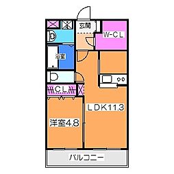 コンフォース　マンテン　レジデンス 2階1LDKの間取り