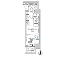 パークアクシス森下 12階1DKの間取り