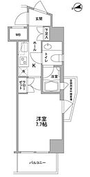 コンフォリア東中野DEUX 6階1Kの間取り