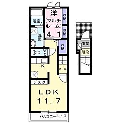南海線 和歌山市駅 徒歩26分の賃貸アパート 2階1LDKの間取り