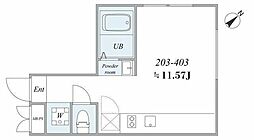 thetriasSENZOKU ワンルームの間取図画像