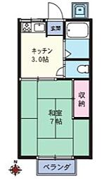 コーポ中島 2階1Kの間取り