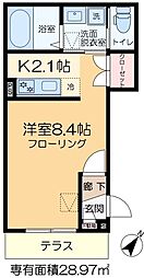パセオ向島 1階1Kの間取り
