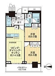 ザ・パークハウス晴海タワーズクロノレジデンス 2LDKの間取図画像
