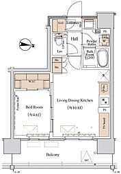 ブランシエスタ木場 1LDKの間取図画像