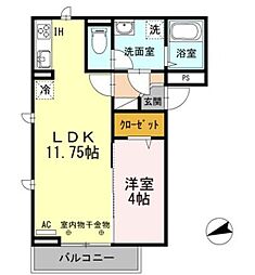 シェリール 2階1LDKの間取り